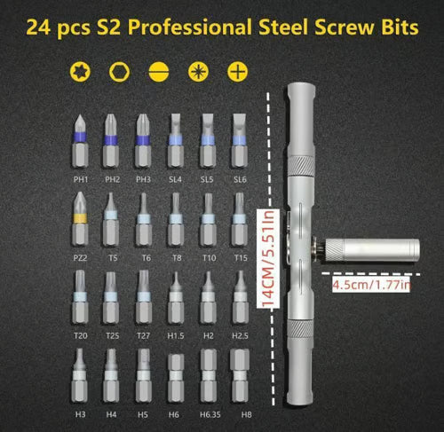🔥🔥🔧 Upgraded 24 in 1 DlY Screwdriver Set Magnetic Compact and Portable Ratchet Screwdriver